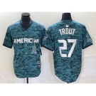 Men's Los Angeles Angels #27 Mike Trout Teal 2023 All Star Cool Base Stitched Jersey1