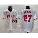 Men's Los Angeles Angels #27 Mike Trout White Cool Base Nike Jersey