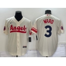 Men's Los Angeles Angels #3 Taylor Ward Cream 2022 City Connect Cool Base Stitched Jersey