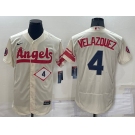 Men's Los Angeles Angels #4 Andrew Velazquez Number Cream 2022 City Connect Flex Base Stitched Jersey