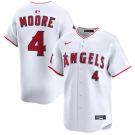Men's Los Angeles Angels #4 Christian Moore White Home Limited Stitched Baseball Jersey