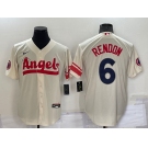 Men's Los Angeles Angels #6 Anthony Rendon Cream 2022 City Connect Cool Base Stitched Jersey