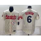 Men's Los Angeles Angels #6 Anthony Rendon Number Cream 2022 City Connect Flex Base Stitched Jersey