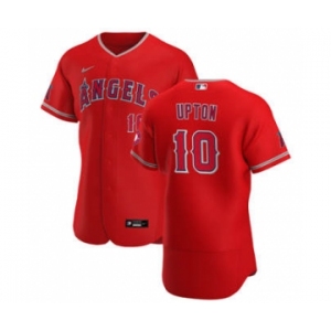 Men's Nike Los Angeles Angels #10 Justin Upton Red Alternate 2020 Authentic Player Baseball Jersey