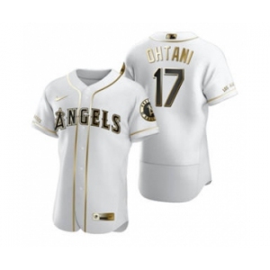 Men's Nike Los Angeles Angels #17 Shohei Ohtani White 2020 Authentic Golden Edition Baseball Jersey