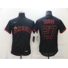 Men's Nike Los Angeles Angels #27 Mike Trout  Black Red Flex Base Authentic Baseball Jersey