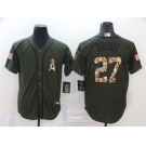 Men's Nike Los Angeles Angels #27 Mike Trout Green Salute to Service Baseball Jersey