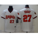 Men's Nike Los Angeles Angels #27 Mike Trout White Retro Stitched Baseball Jersey