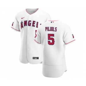 Men's Nike Los Angeles Angels #5 Albert Pujols White Home 2020 Authentic Player Baseball Jersey