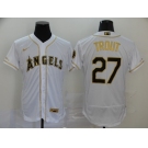 Nike Men's Los Angeles Angels of Anaheim #27 Mike Trout White Gold Home Flex Base Authentic Collection Baseball Jersey