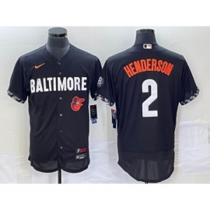 Men's Baltimore Orioles #2 Gunnar Henderson Black 2023 City Connect Flex Base Stitched Jersey 1
