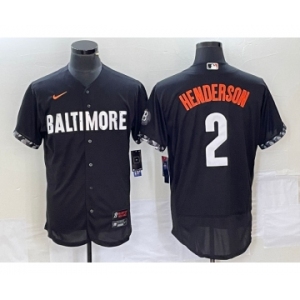 Men's Baltimore Orioles #2 Gunnar Henderson Black 2023 City Connect Flex Base Stitched Jersey