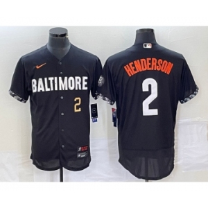 Men's Baltimore Orioles #2 Gunnar Henderson Number Black 2023 City Connect Flex Base Stitched Jersey