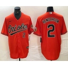 Men's Baltimore Orioles #2 Gunnar Henderson Number Orange Cool Base Stitched Jersey