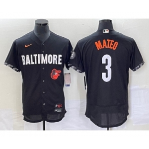 Men's Baltimore Orioles #3 Jorge Mateo Black 2023 City Connect Flex Base Stitched Jersey 1