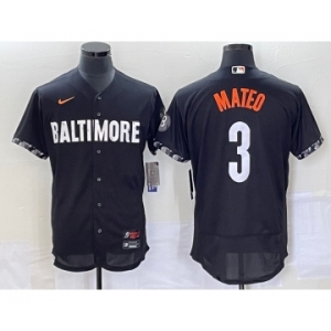 Men's Baltimore Orioles #3 Jorge Mateo Black 2023 City Connect Flex Base Stitched Jersey