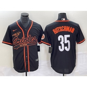 Men's Baltimore Orioles #35 Adley Rutschman Black Cool Base Stitched Baseball Jersey