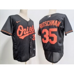 Men's Baltimore Orioles #35 Adley Rutschman Black Stitched Flex Base Nike Jersey
