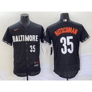 Men's Baltimore Orioles #35 Adley Rutschman Number Black 2023 City Connect Flex Base Stitched Jersey 2