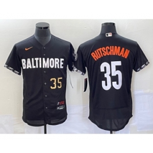 Men's Baltimore Orioles #35 Adley Rutschman Number Black 2023 City Connect Flex Base Stitched Jersey