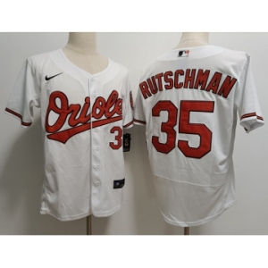 Men's Baltimore Orioles #35 Adley Rutschman White Stitched Flex Base Nike Jersey