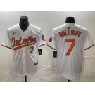 Men's Baltimore Orioles #7 Jackson Holliday Number White Limited Cool Base Stitched Jersey