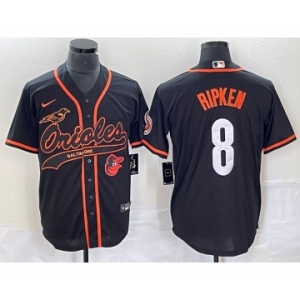 Men's Baltimore Orioles #8 Cal Ripken Jr Black With Patch Cool Base Stitched Baseball Jerse
