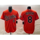 Men's Baltimore Orioles #8 Cal Ripken Jr Number Orange Cool Base Stitched Jersey