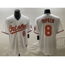 Men's Baltimore Orioles #8 Cal Ripken Jr Number White Cool Base Stitched Jersey