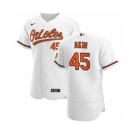 Men's Nike Baltimore Orioles #45 Keegan Akin White Home 2020 Authentic Player Baseball Jersey