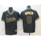 Men's Nike Baltimore Orioles #8 Cal Ripken Authentic Black Gold Fashion Baseball Jersey