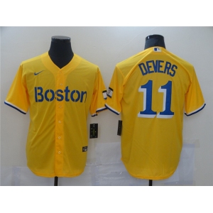Men's Boston Red Sox #11 Rafael Devers Nike Gold City Connect Jersey
