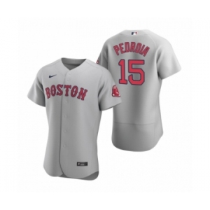 Men's Boston Red Sox #15 Dustin Pedroia Nike Gray Authentic Road Jersey