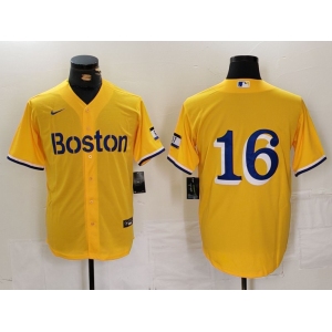 Men's Boston Red Sox #16 Jarren Duran Gold City Connect Stitched Baseball Jersey