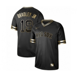 Men's Boston Red Sox #19 Jackie Bradley Jr Authentic Black Gold Fashion Baseball Jersey