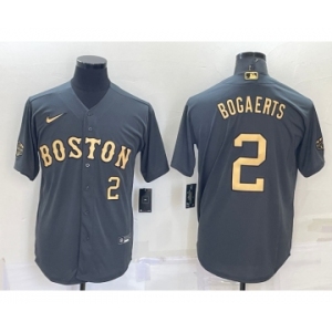 Men's Boston Red Sox #2 Xander Bogaerts Number Grey 2022 All Star Stitched Cool Base Nike Jersey