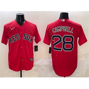 Men's Boston Red Sox #28 Kristian Campbell Red Cool Base Stitched Baseball Jersey