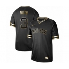 Men's Boston Red Sox #3 Babe Ruth Authentic Black Gold Fashion Baseball Jersey