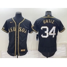 Men's Boston Red Sox #34 David Ortiz Black Gold Flex base Stitched Baseball Jersey