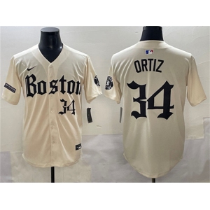 Men's Boston Red Sox #34 David Ortiz Cream Gothic Vapor Limited Stitched Baseball Jersey