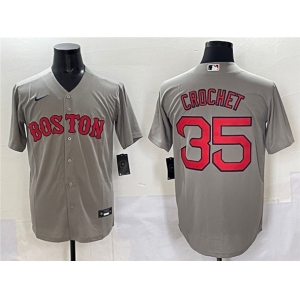 Men's Boston Red Sox #35 Garrett Crochet Gray Cool Base Stitched Baseball Jersey