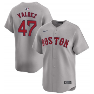 Men's Boston Red Sox #47 Enmanuel Valdez Gray Cool Base Stitched Baseball Jersey