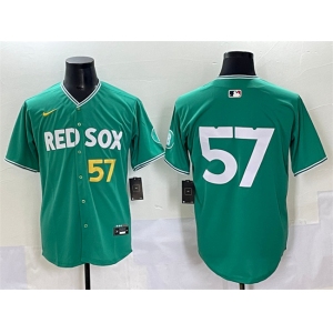 Men's Boston Red Sox #57 Greg Weissert Green 2025 City Connect Limited Stitched Baseball Jersey