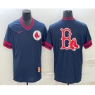 Men's Boston Red Sox Big Logo Navy Blue Nike Cooperstown Collection Legend V Neck Jersey