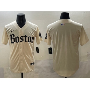 Men's Boston Red Sox Blank Cream Gothic Vapor Limited Stitched Baseball Jersey