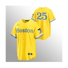 Men's Nike Boston Red Sox #25 Kevin Plawecki Gold 2021 City Connect Stitched Baseball Jersey