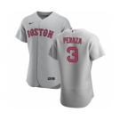 Men's Nike Boston Red Sox #3 Jose Peraza Gray Road 2020 Authentic Team Baseball Jersey