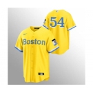 Men's Nike Boston Red Sox #54 Martin Perez Gold 2021 City Connect Stitched Baseball Jersey