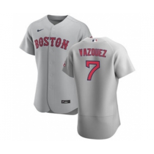 Men's Nike Boston Red Sox #7 Christian Vazquez Gray Road 2020 Authentic Team Baseball Jersey