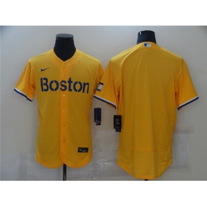 Men's Nike Boston Red Sox Blank Gold 2021 City Connect Flex Base Authentic Collection Jersey